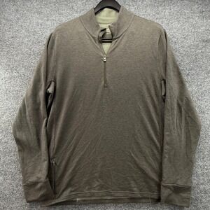 Prana Men's Gray Heather 1/4 Zip Long Sleeve Athletic Pullover Shirt M